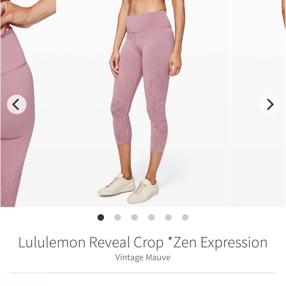 Lululemon Vintage Mauve Crop Leggings *Zen Exspression EUC size 8!